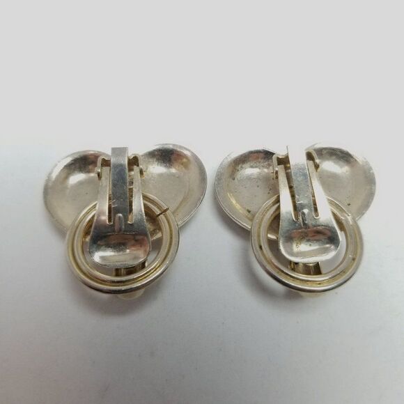 Vintage 50s 60s Style Clip On Earrings, Retro Modern Design, Estate - Picture 4 of 6